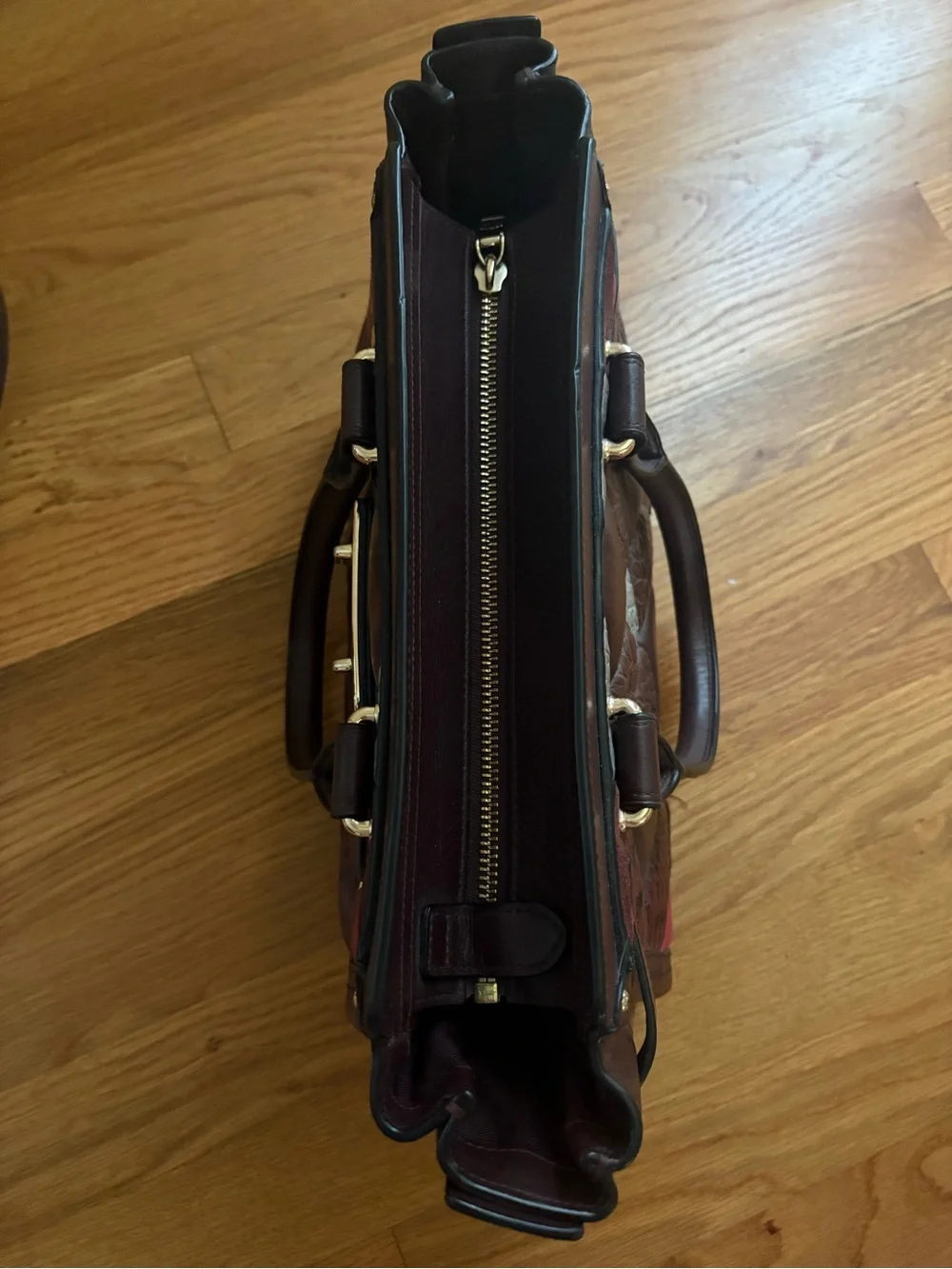Coach Quilted Patchwork Satchel in Burgundy and Pink Accents